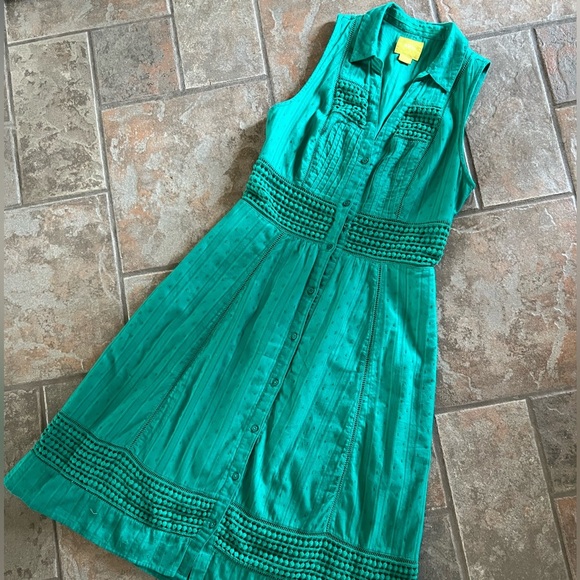 ⭐️BOGO FREE⭐️ Anthropologie Maeve sleeveless green dress - Picture 4 of 11